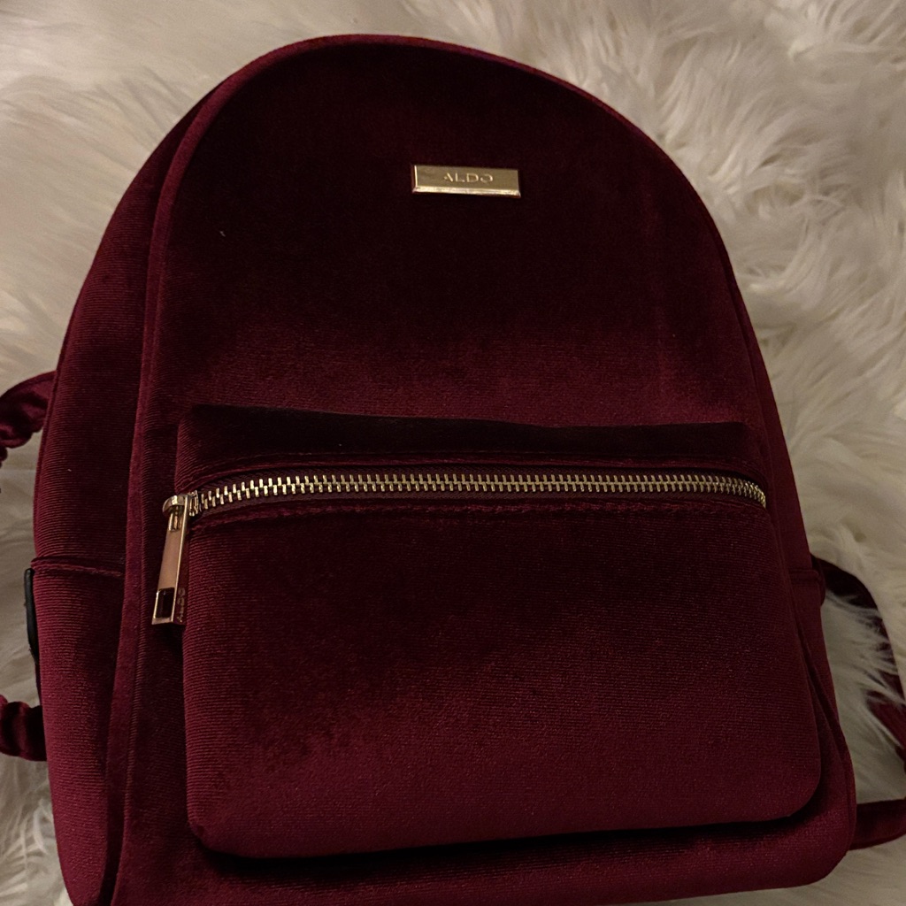 Aldo Deep Red Backpack With Gold Accents